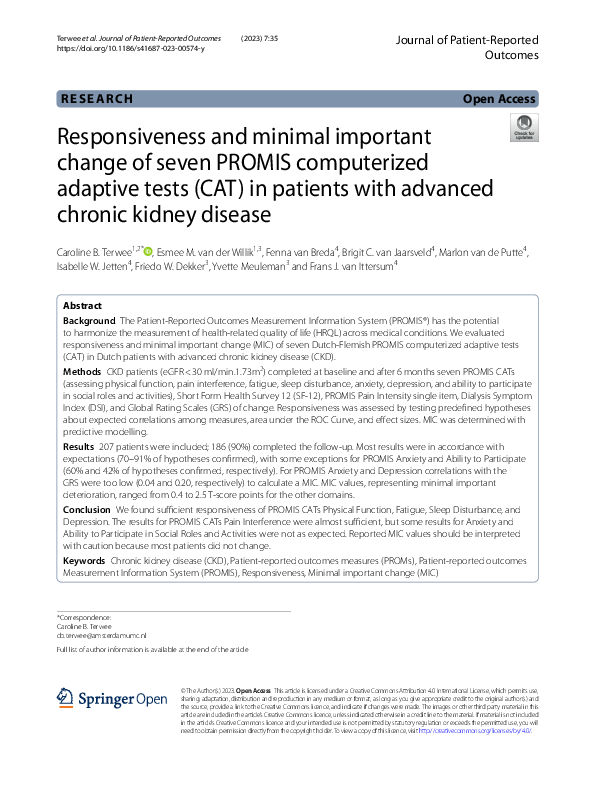 (PDF) Responsiveness and minimal important change of seven PROMIS ...