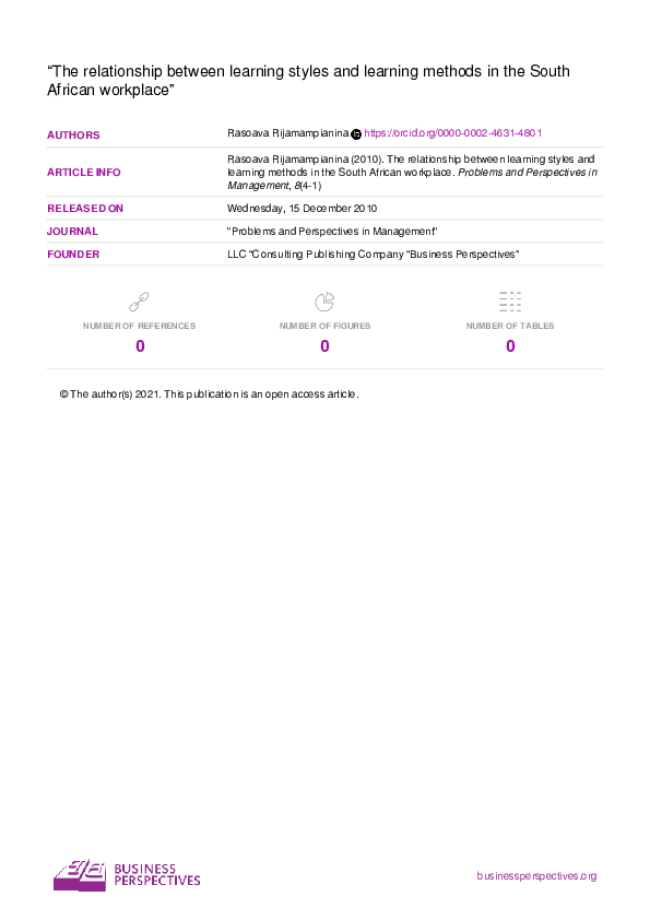(PDF) The relationship between learning styles and learning methods in ...