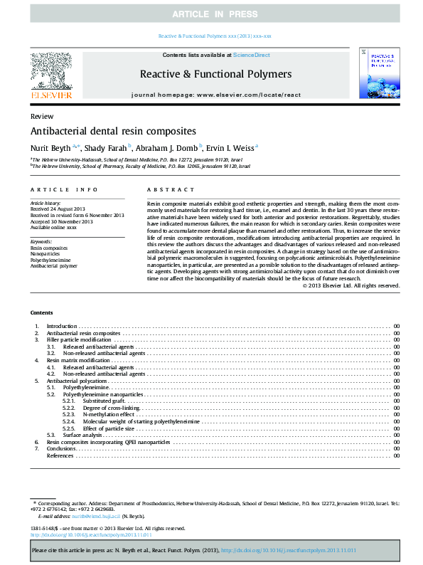 (PDF) Antibacterial dental resin composites