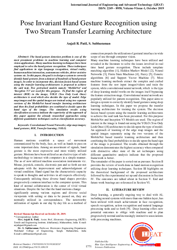 (PDF) Pose Invariant Hand Gesture Recognition using Two Stream Transfer ...