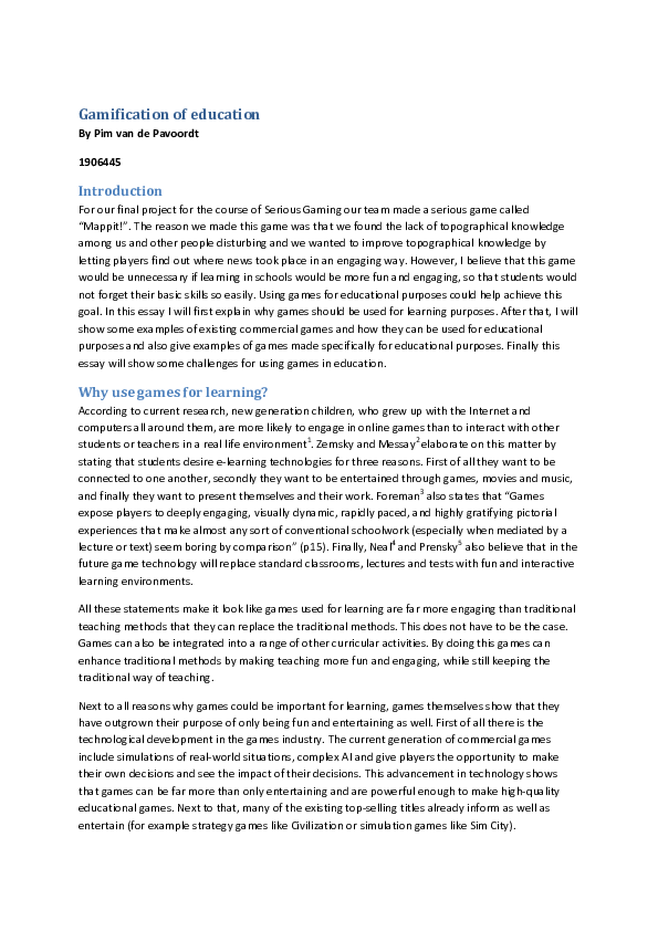 (PDF) Gamification in Education
