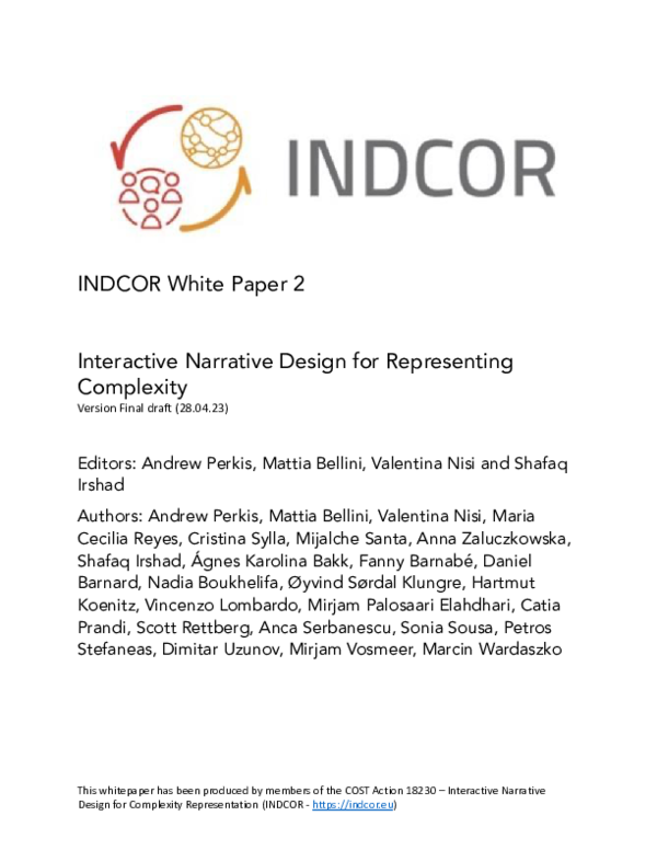 (PDF) INDCOR White Paper 2: Interactive Narrative Design for ...