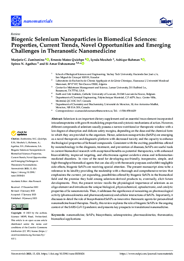 (PDF) Biogenic Selenium Nanoparticles in Biomedical Sciences ...