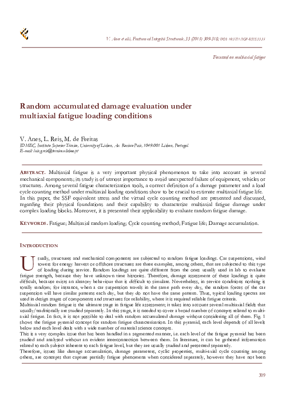 (PDF) Random accumulated damage evaluation under multiaxial fatigue ...