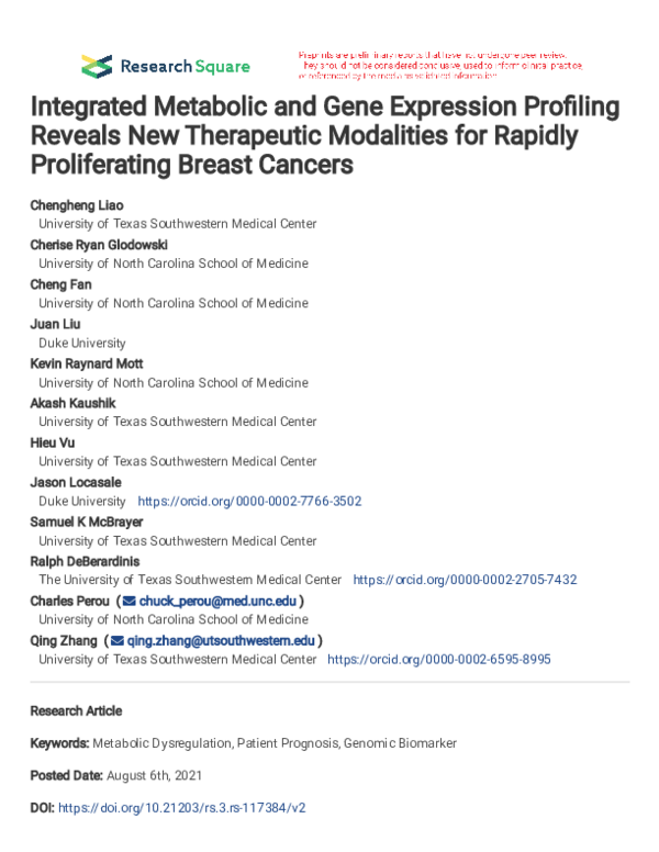 (PDF) Integrated Metabolic and Gene Expression Profiling Reveals New ...