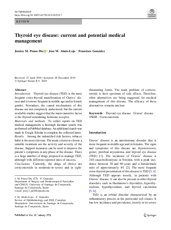 (PDF) Thyroid eye disease: current and potential medical management