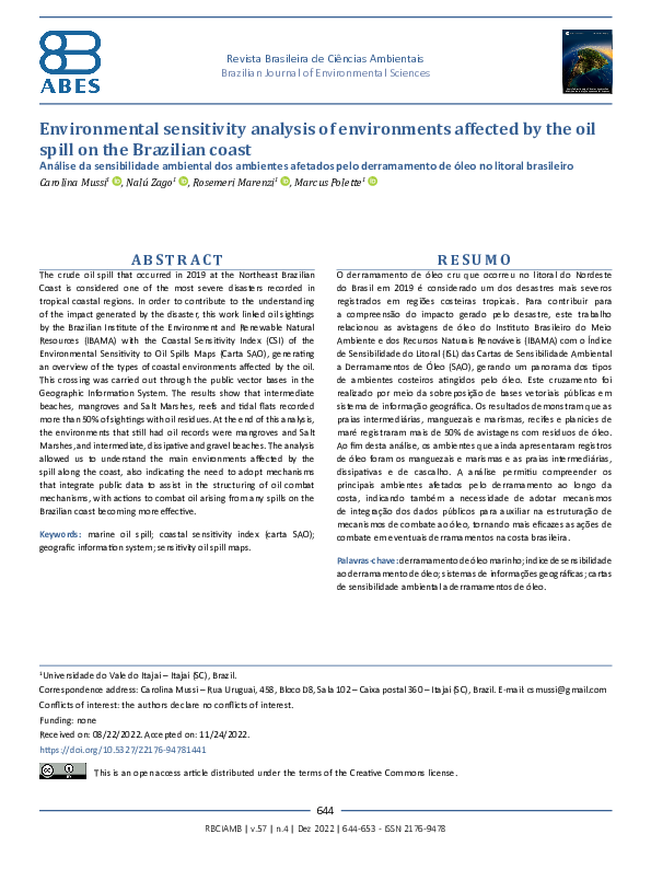(PDF) Environmental sensitivity analysis of environments affected by ...