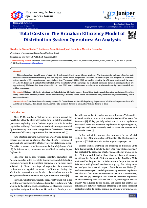 (PDF) Total Costs in The Brazilian Efficiency Model of Distribution ...