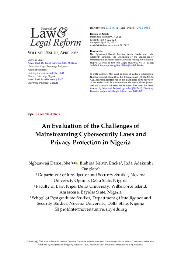 (PDF) An Evaluation of the Challenges of Mainstreaming Cybersecurity ...