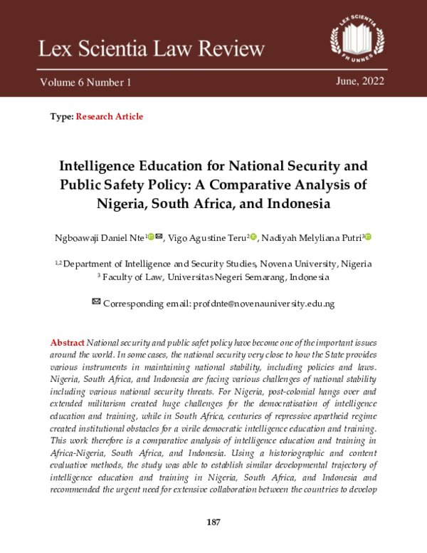 Pdf Intelligence Education For National Security And Public Safety