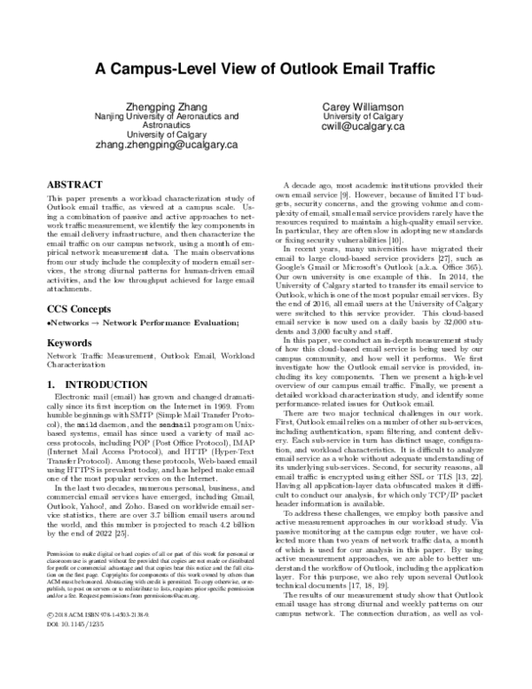 (PDF) A Campus-Level View of Outlook Email Traffic