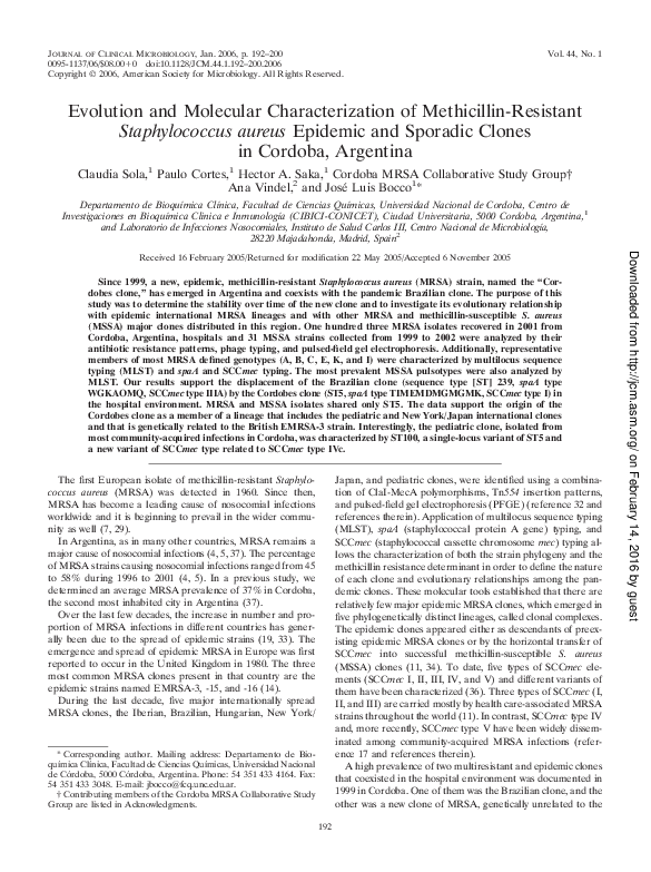 (PDF) Evolution and Molecular Characterization of Methicillin-Resistant ...