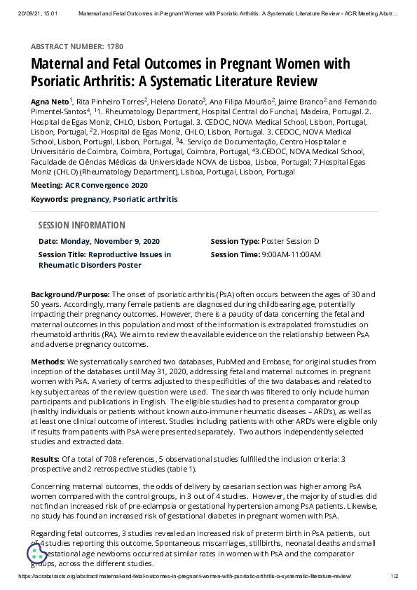 (PDF) Maternal and Fetal in Pregnant Women with Psoriatic