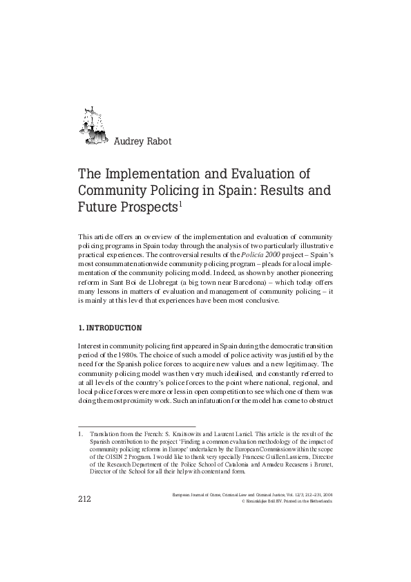 (PDF) The Implementation and Evaluation of Community Policing in Spain ...