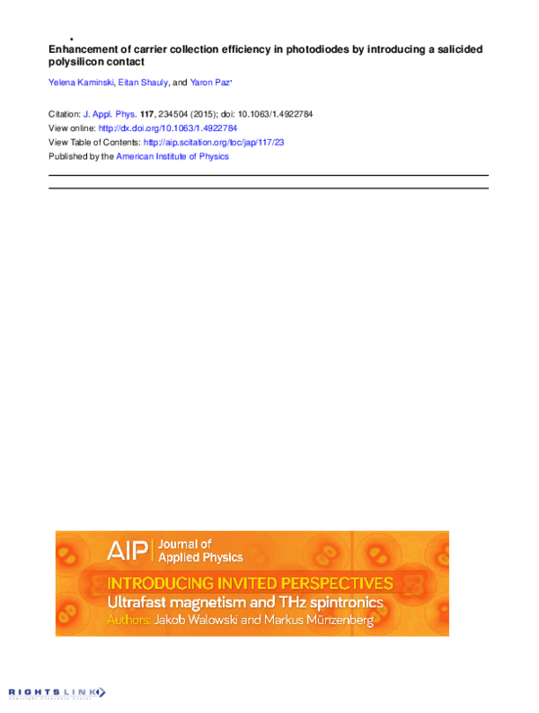 (PDF) Enhancement of carrier collection efficiency in photodiodes by ...