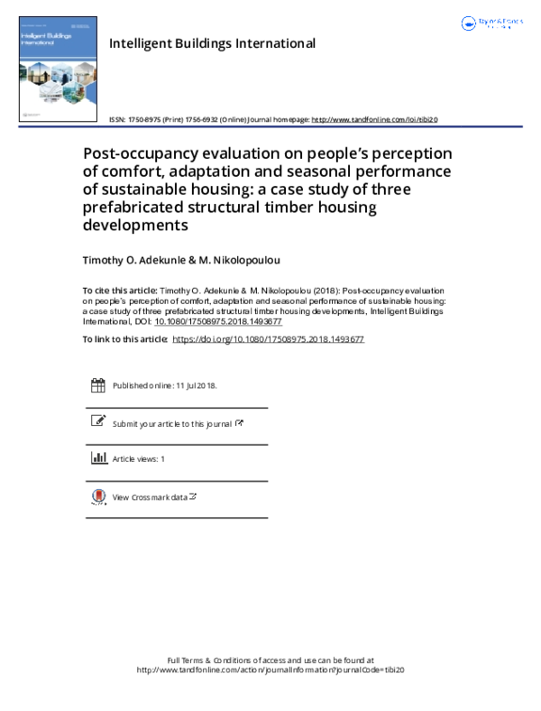 Bringing post-occupancy evaluation up front to enhance energy ...