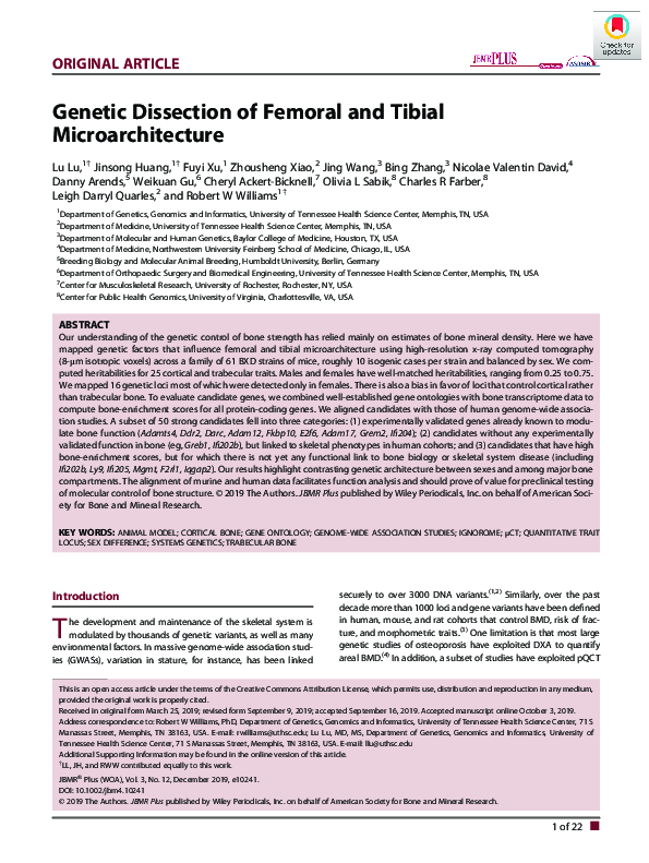 (PDF) Genetic Dissection of Femoral and Tibial Microarchitecture