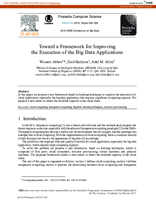 (PDF) Toward a Framework for Improving the Execution of the Big Data ...