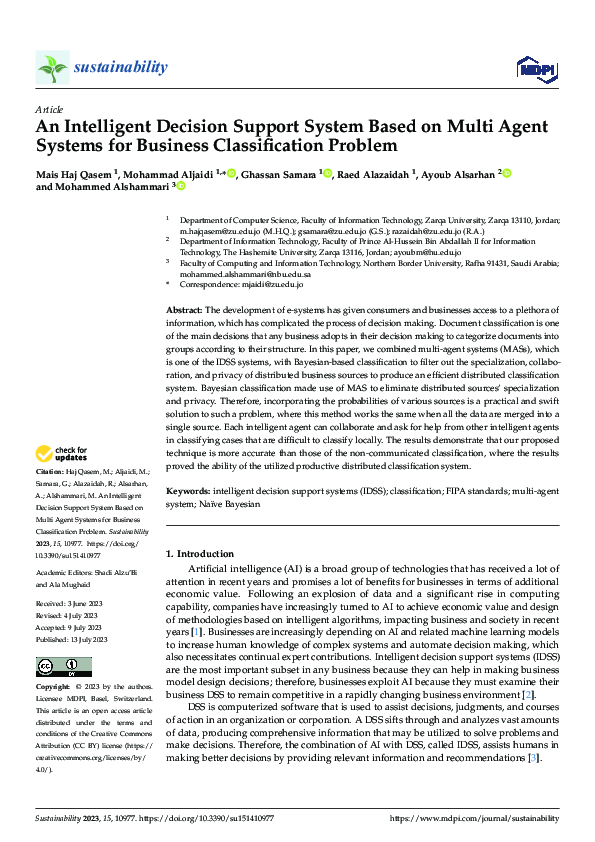 (PDF) An Intelligent Decision Support System Based on Multi Agent ...