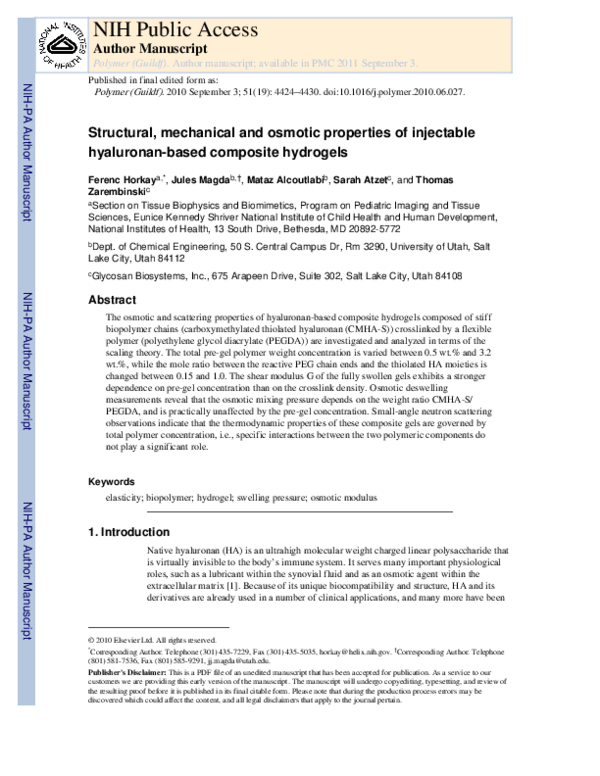 (PDF) Structural, mechanical and osmotic properties of injectable ...