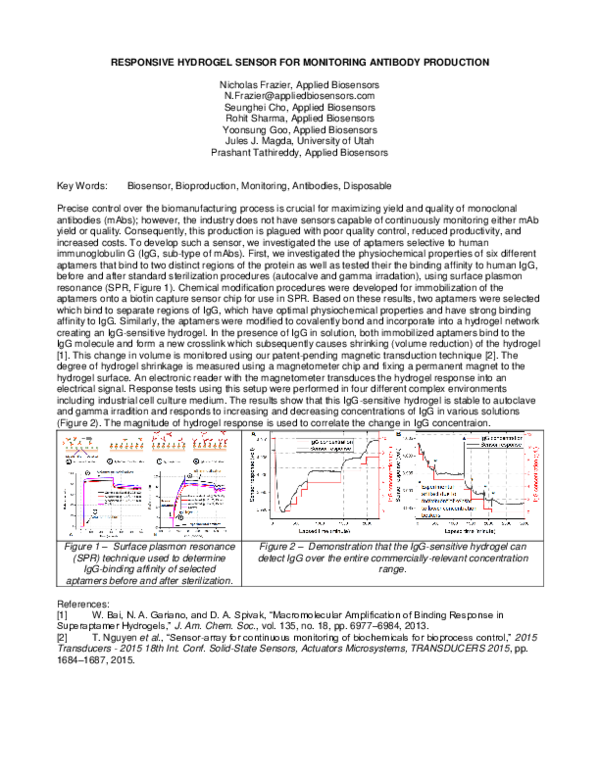 (PDF) Responsive hydrogel sensor for monitoring antibody production