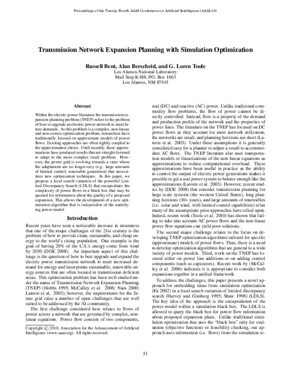 (PDF) Transmission Network Expansion Planning with Simulation Optimization