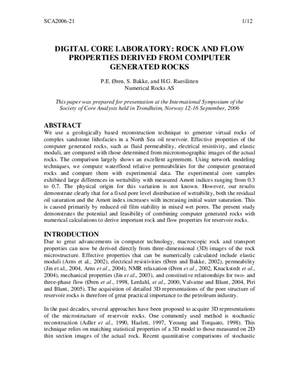 (PDF) Digital core laboratory: Rock and flow properties derived from ...