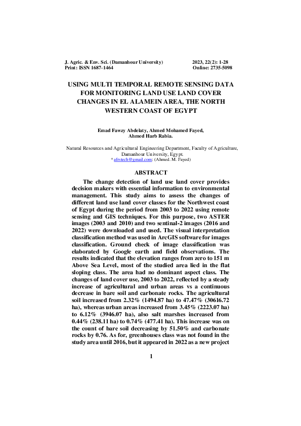 (PDF) Using Multi Temporal Remote Sensing Data for Monitoring Land Use ...