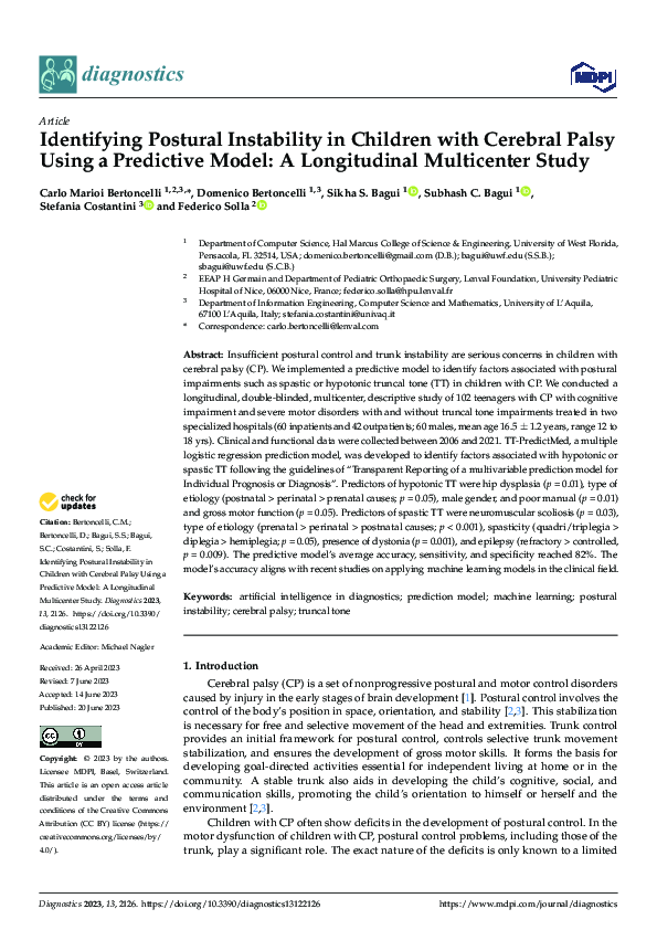 (PDF) Identifying Postural Instability in Children with Cerebral Palsy ...