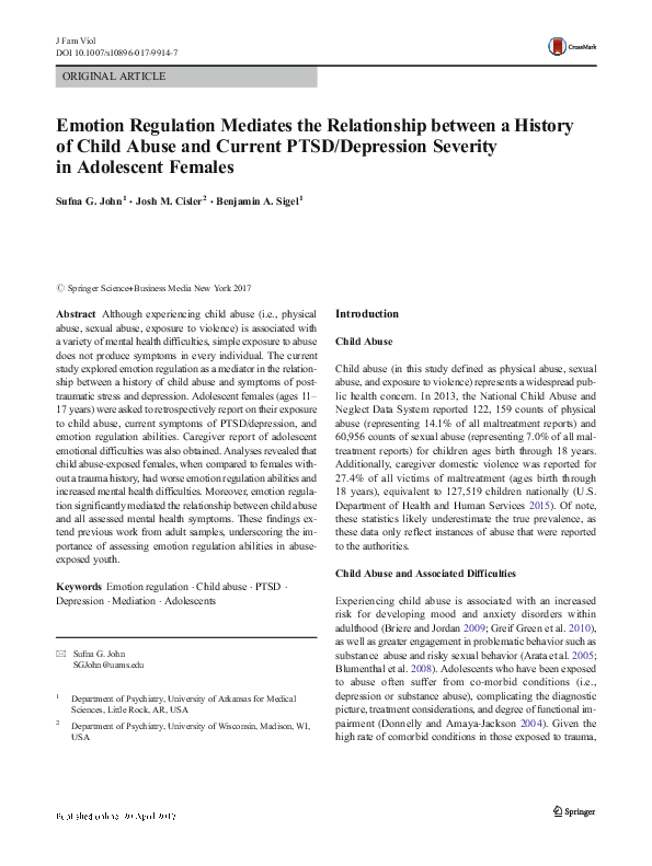 (PDF) Emotion regulation mediates the relationship between ACES and ...