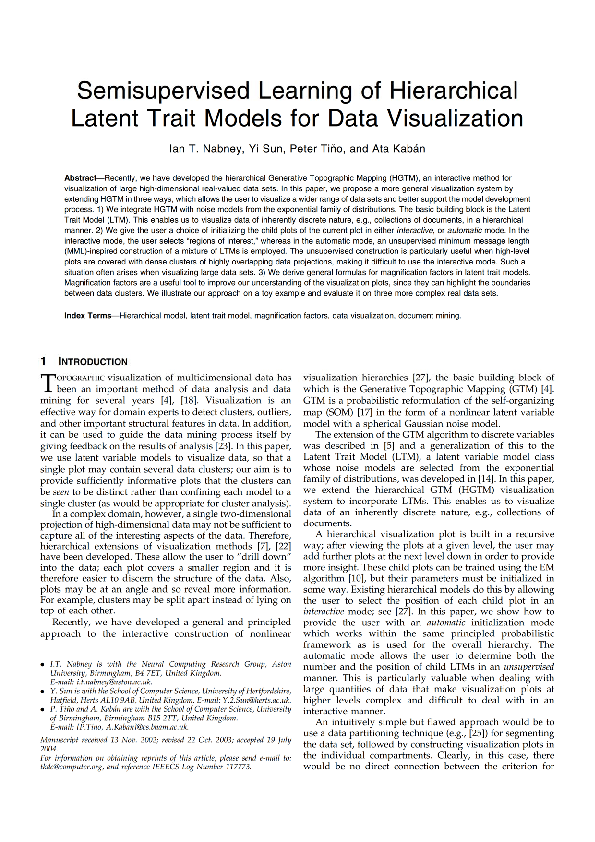 (PDF) Semisupervised learning of hierarchical latent trait models for ...