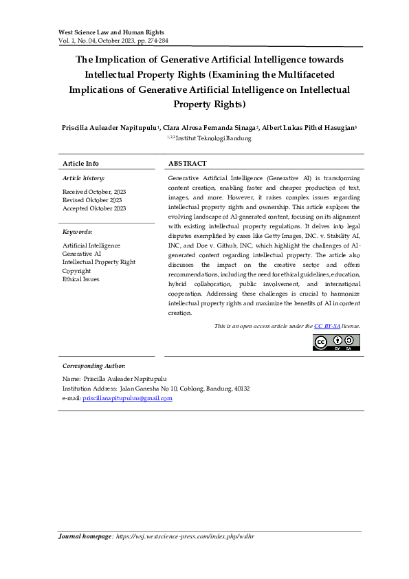 (PDF) The Implication of Generative Artificial Intelligence towards ...