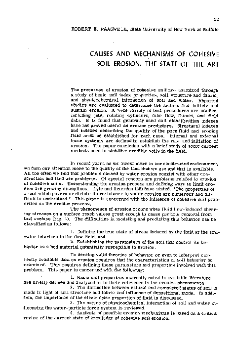 Causes and Mechanisms of Cohesive Soil Erosion: The State of the Art