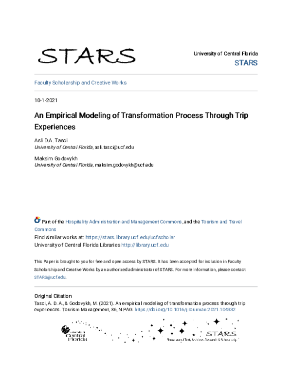 (PDF) An empirical modeling of transformation process through trip ...