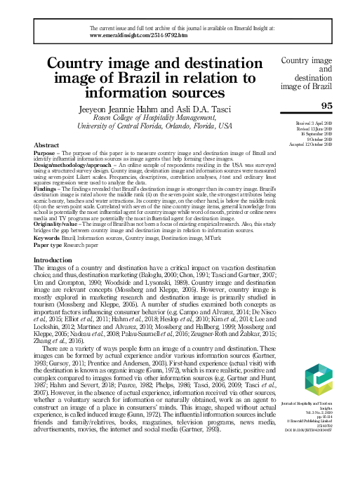 (PDF) Country image and destination image of Brazil in relation to ...