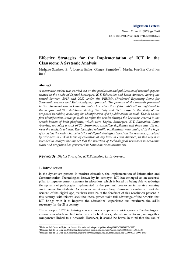 (PDF) Effective Strategies for the Implementation of ICT in the ...