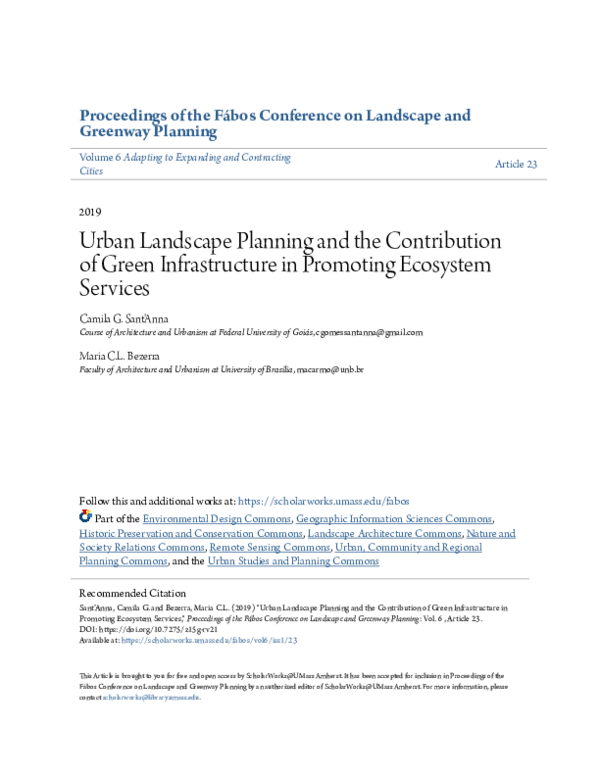 (PDF) Urban Landscape Planning and the Contribution of Green ...