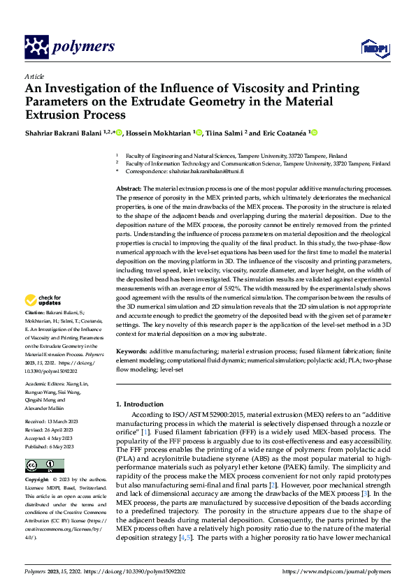 (PDF) An Investigation of the Influence of Viscosity and Printing ...