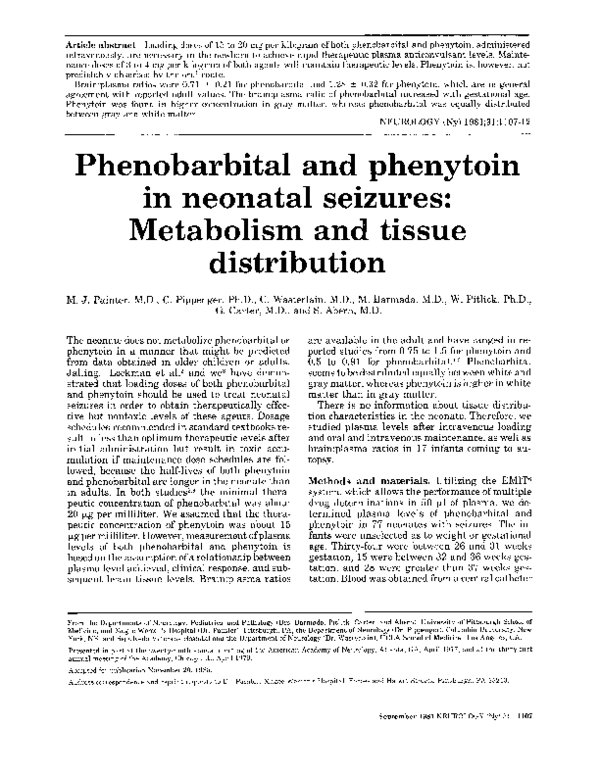 (PDF) Phenobarbital and phenytoin in neonatal seizures: Metabolism and ...