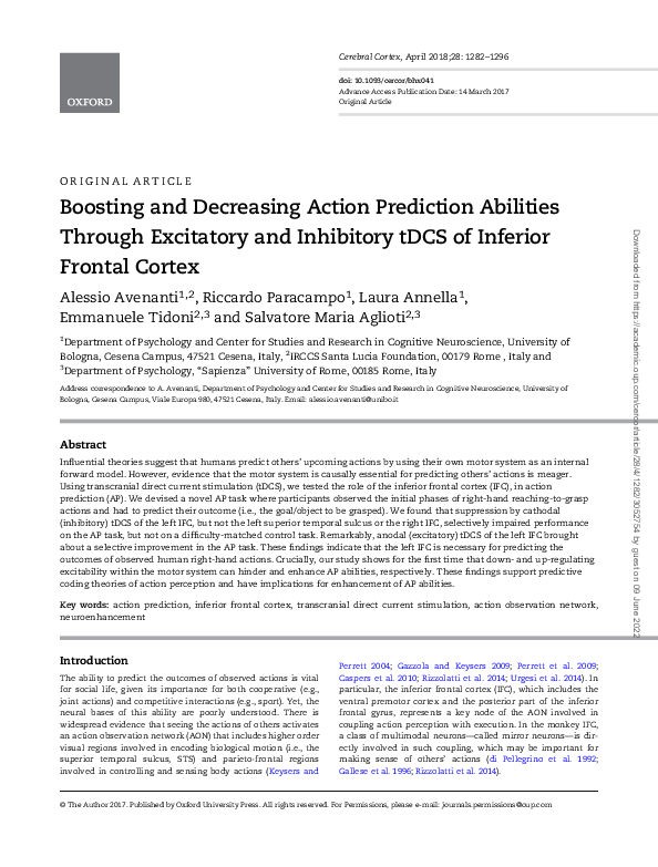 (PDF) Boosting and Decreasing Action Prediction Abilities Through ...