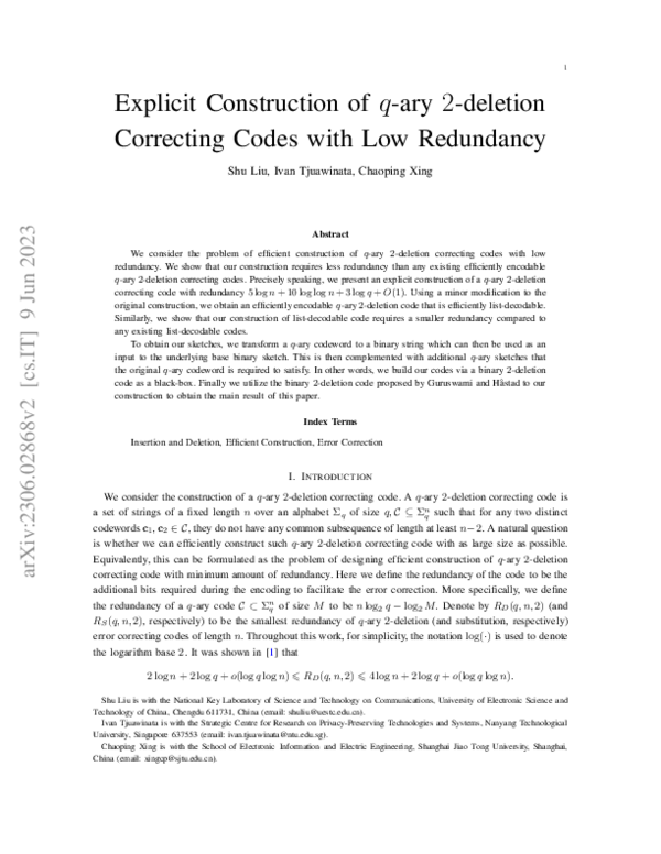 Explicit Construction of q-ary 2-deletion Correcting Codes with Low ...