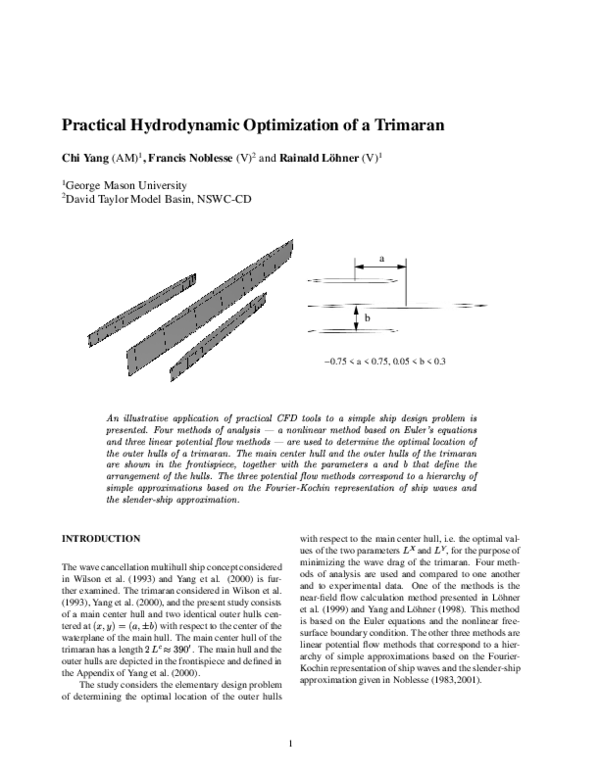 (PDF) Practical hydrodynamic optimization of a trimaran