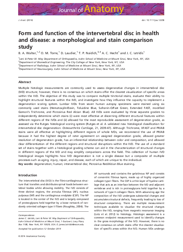 (PDF) Form and function of the intervertebral disc in health and ...