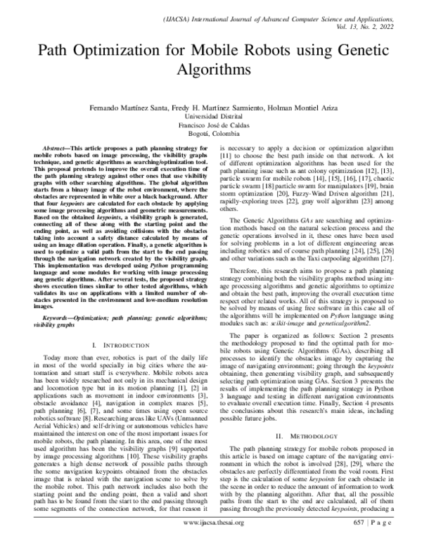 (PDF) Path Optimization for Mobile Robots using Genetic Algorithms