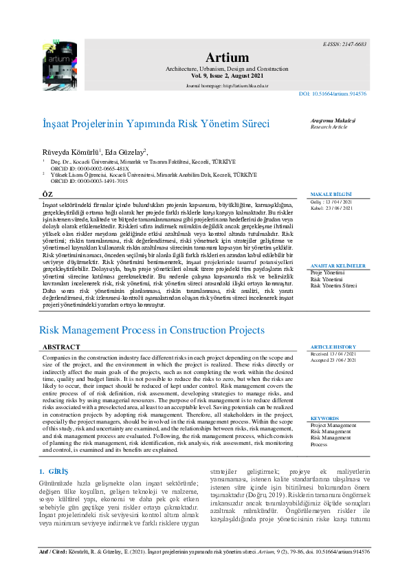 (PDF) Risk Management Process in Construction Projects