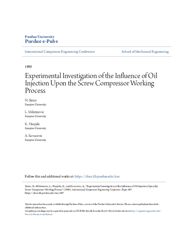 (PDF) Investigation of the influence of oil injection upon the screw ...