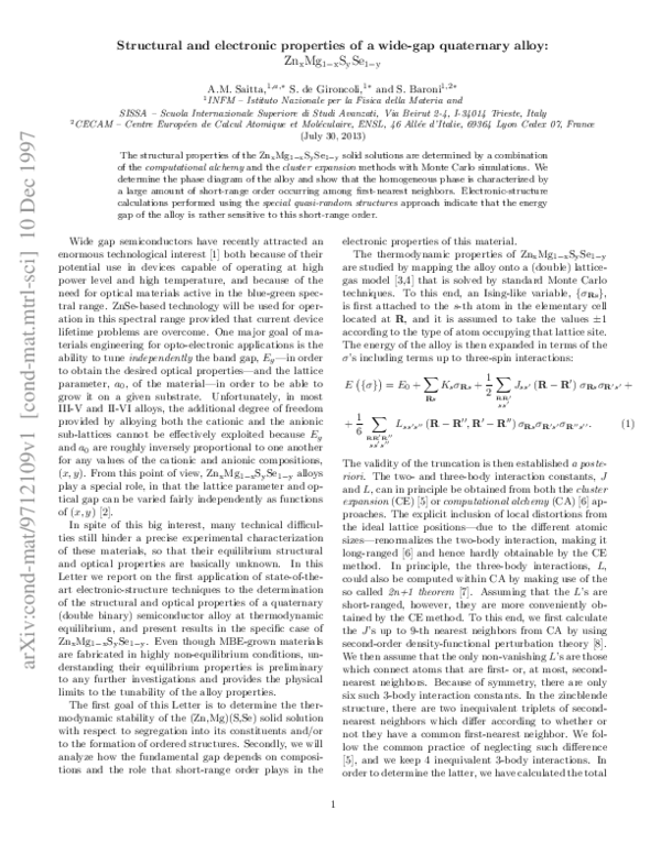 (PDF) Structural and Electronic Properties of a Wide-Gap Quaternary ...