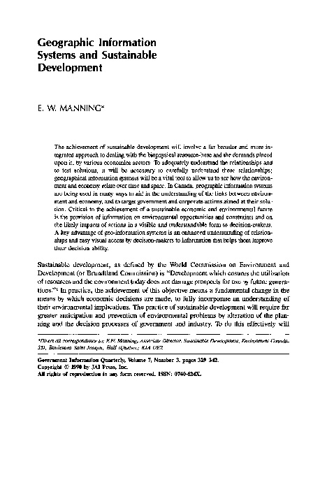 (PDF) Geographic information systems and sustainable development