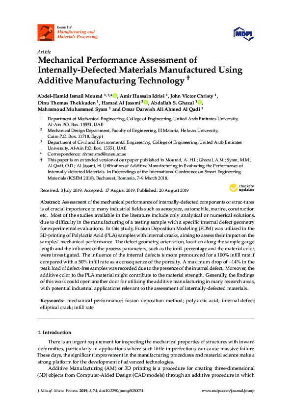 (PDF) Mechanical Performance Assessment of Internally-Defected ...