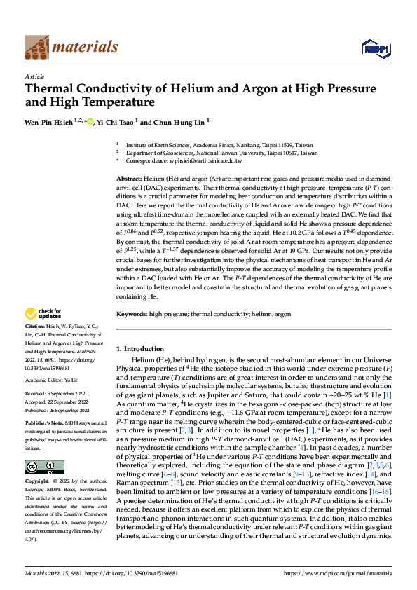 (PDF) Thermal Conductivity of Helium and Argon at High Pressure and ...